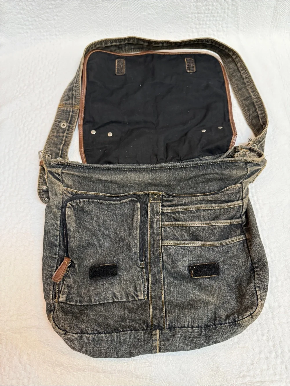 Y2K 90s Denim Jean Purse Bag So Many Pockets and Compartments!